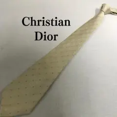 クリスチャンディオール ネクタイ ベージュ ドット 絹 華やか【n4492】