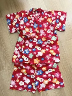 子供用　甚平　95センチ　赤色　花柄