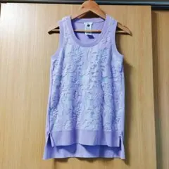 sov. ソブ ダブスタ 花柄刺繍 ノースリーブニット Sのサムネイル