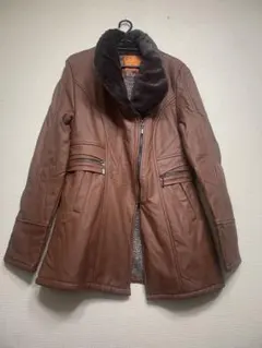 Linaje Real フェイクレザージャケット，サイズ:8(XL)茶色