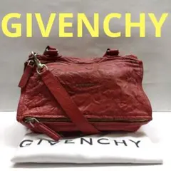 ジバンシー パンドラ ショルダーバッグ 2way ブルー シワ加工 ロゴ