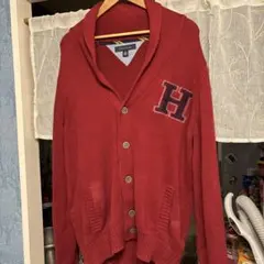 最終値下　Tommy Hilfiger 襟付カーディガン L/XL 赤　極美品