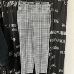 GUグレンチェック柄スラックス ブラック・ホワイト