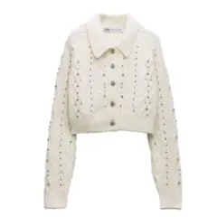 新品限定⭐ZARA 豪華 大粒 ラインストーン☆ビジュー セーター 入手困難 2025年最新】ZARA ビジュー ニットの人気アイテム - メルカリ
