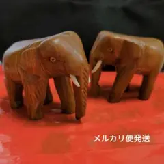 象の置物　木彫り　セット　アンティーク
