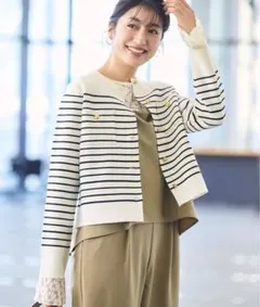 【試着のみタグなし】ロペピクニック ミラノリブ金ボタンニットカーディガンLサイズ