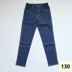 デニム スリムフィットパンツ ダークブルー 130 キッズ 長 ズボン 春 秋