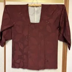 【昭和レトロ】エンジ　葉模様 道行コート