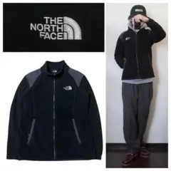 THENORTHFACEフリースジャケット黒刺繍ロゴ切替デザイン防寒アウトドア