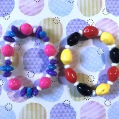 昭和レトロ　懐かしい駄菓子屋さんの子供用　　ビーズブレスレット2個セット　B