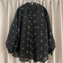TICCA 花柄刺繍シャツ ブラックのサムネイル