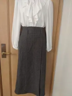 バックウエストゴム仕様　起毛ナロースカート　秋冬