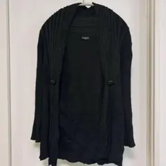 美品✨ラメ混 リブ編み　カーディガン 黒　春服　ニット　上品　羽織り　お出かけ