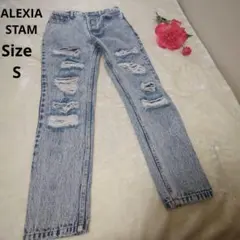 【オシャレ☆ALEXIA STAM】ダメージ　デニムパンツ　サイズS