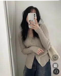 nugu スリムVネックリブニットカーディガン