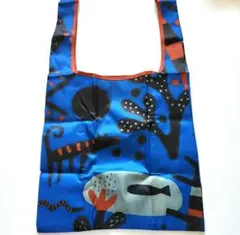 KALDI 人気柄 いきものがたり折りたたみエコバッグ 青