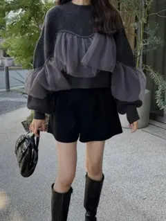 チュールドッキングニットトップス[dr763]