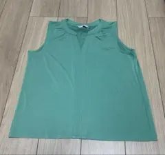 H&M Vネック ノースリーブ ストレッチ グリーン