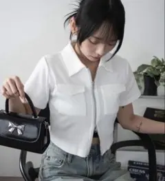カーディガン WEGO/ポケットデザインWZIPトップス レディースのサムネイル