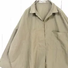 ナイスクラップ NICE CLAUP シャツワンピース カーキ ベージュ M