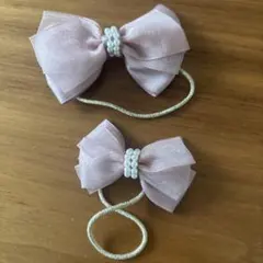 入学式 リボンヘアゴム 大小2個セット