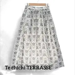 テチチテラス ペイズリー ボタニカル柄シフォン ウエストゴム ポケット付 Fのサムネイル