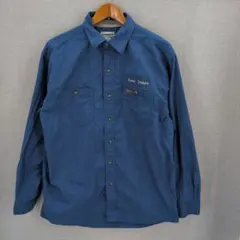 s*8様 カーハート　長袖ワークシャツ　ブルー　Lサイズ　企業ロゴ　　コットンツ