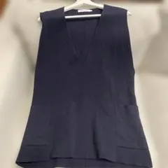 ネイビー Vネック ベスト ポケット付き