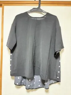 ドット柄リボン付きグレーTシャツ 値下げ9月4日まで