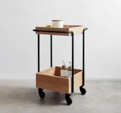 木製キッチンワゴン ナチュラル/ブラック 75cm