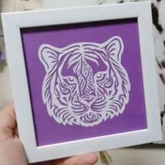 カラフルな虎の原画 27.3×22cmキャンバス 絵画 現代アート 動物画 トラ