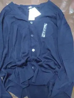 ユニクロ エクストラファイン メリノ Vネック カーディガン XL ネイビー