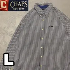 4WD634 CHAPS ストライプシャツ ワンポイント 長袖シャツ