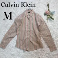【未使用品】Calvin Klein 長袖 ストライプシャツ ピンク Mのサムネイル