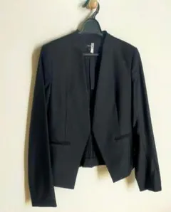 美品Theory セオリーノーカラージャケット サイズ2黒ブラックストレッチ