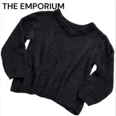 THE EMPORIUMジエンポリアム 黒 Vネック ニット セーターMワールド