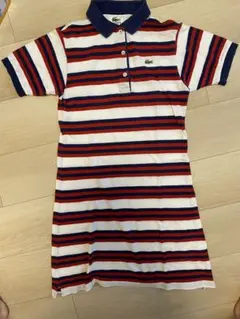 LACOSTE ストライプ ポロシャツ ミニワンピース 半袖