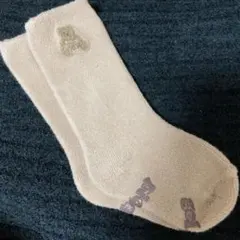 新品未使用　ベージュ クマ刺繍 ベビー靴下