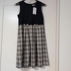 ワンピース チェック柄 リボン　むーのんのん