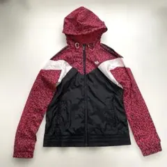 アディダス　ナイロンジャケット　パーカー　ヒョウ柄　レオパード　赤　ブラック　M