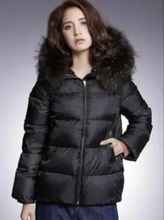 ナノユニバース 東京西川 西川ダウン ダウンコート ラクーンファー 38 黒