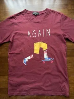 BEAMS HEART AGAIN プリント Tシャツ ボルドー Sのサムネイル