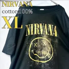 ヴィンテージ風NIRVANAバンドTシャツ スマイル Tシャツ綿100% 黒XL