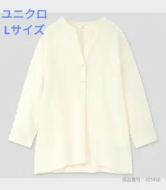 ユニクロ　リネンブレンドスキッパーシャツ（7分袖） Lサイズ