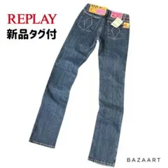 【新品タグ付】REPLAY リプレイ デニムパンツ バラ刺繍 ローズ W26のサムネイル