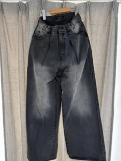 JEANASIS タックデニムワイドパンツ　ブラック