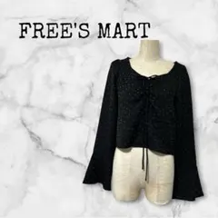 FREE'S MART フロントギャザー ネックリボン ブラウス ドット 黒 Fのサムネイル