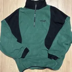 フリースハーフジップジャケット 緑/黒