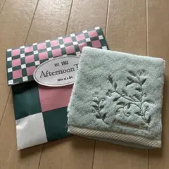Afternoon Tea 花柄刺繍ハンカチ ミントグリーン