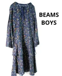 BEAMS BOY 北欧風アニマル総柄ワンピース フォークロア調 ティアードのサムネイル